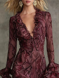 Women's Ins Horn Sleeves Collar Dress Long Sleeve Dress Dress