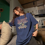Printed Casual Vintage Basic Short Sleeve T-Shirt Women Korean Style O-Neck All-Match Summer Cotton Soft Chic