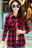 Casual Button Down Lapel Neck Plaids Checks Flannel Shirts Women Long Sleeve Tops Blouse Free