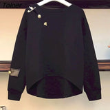 Pullovers Women Spring Fall Trend Thin Sweatshirt Holes Design Top Casual Solid Color Simple Pullover Womens Y2k