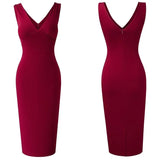 V-Neck Sleeveless High Waist Pencil