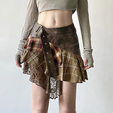Lace Splicing Irregular Half-Body Skirt Babes Slimmed Fashion Design Sense Low-Waist Short