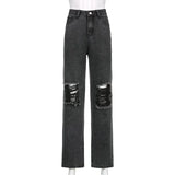 High-rise Loose-fitting Wide-leg Jeans-Outfit