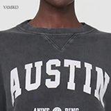 Name Printed Sweatshirts for Women 2024 Autumn Winter Long Sleeve O-Neck Pullovers Tops Retro Loose Casual Sweatshirts Tops-Outfit