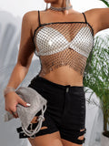 Toloer Type Hollow Fishing Net Drill Crop Short Open Back Slim Vest