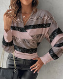New Striped Print Shirt Blouse Women Fashion V-neck Long Sleeve Shirts For Women 2024 Casual Loose Tops Blusa Office Lady-Outfit