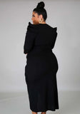 Plus Size V-Neck Wrap Hem Irregular Party