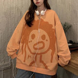 Deeptown Kawaii Graffiti Hoodie Women Anime Print Long Sleeve Crewneck Sweatshirt Cotton Fall 2021 Casual Streetwear Alt