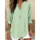 Women's Clothing Spring And Autumn Small V-Neck Long Sleeves Independent Day Crumums Simple Casual Temperament T-Shirt Long
