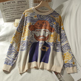 Harajuku Cartoon Women Sweaters Vintage O Neck Long Sleeve Female Pullovers 2021 Autumn New Chic Streetwear Sueter