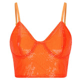 Hot Nightclub Style Slim Belt Sequins Small Vest Gather Short-Style Blouse-Outfit