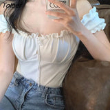 Women Solid Lace-up Slash Neck Sexy Lady Elasticity Korean Style Fashion Designer Edible Tree Fungus All-match