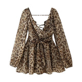 Summer Out-The-Shoulder Lantern Long-Sleeved V-Neck Dress Sexy Showy Multi-Colored Skirt