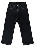 Year's New Skeleton Embroidered Jeans For Men's Casual Street Style Korean Version Of The Trend Is Loose-Outfit