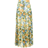 Bohemian Print Two Piece Set For Women Skew Collar Long Sleeve Tops High Waist Maxi Skirt Hit Color Sets Female