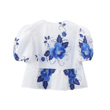 Spring Lapel Lace Printed Shirt Blouse-Outfit