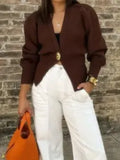 Color V-Neck Long Sleeve Open Shirt 2025 Spring And Autumn Temperament V Collar A Buckle Long Sleeve Waist