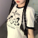 Women Vintage Clothes y2k Crop Tops Summer 2023 Cartoon Character Printed Short Sleeve T-shirts Aesthetic Clothing Streetwear-Outfit