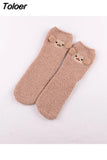 Cartoon Harajuku Rabbit Fox Bear Deer Cute Fluffy Coral Velvet Women Cotton Socks Autumn Winter Thick Warm Home Floor
