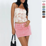 Summer New Waterwash Temperament Elegant Denim Mini Skirt Half-Dress