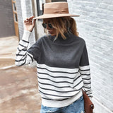 Striped Turtleneck Sweater Women 2021 Fall Long Sleeved Kintted Woman Sweaters Warm Pull Femme Casual Jersey
