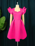 Lotus Leaf Side A Swing Dress Show Skinny Belly Large Size Party Dress Princess Dress