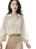 Toloer Chiffon Shirt Women 2025 New Spring Temperament T-Shirt Fashion Fashion Fashion High-End Feel French