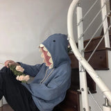 QWEEK Kawaii Shark Sweatshirt Women Cute Hoodies Clothes Cotton Long Sleeve Winter Pullover Korean 2021 Fashion Alt Clothes