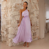 Sales Of 2026 Spring And Summer New Fashion Body Shoulder Hollow Pressure Folding Dress