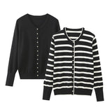 New Autumn Style Buckle Collection Casual Knitted Cardigan Jacket 0506110-Outfit