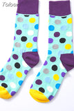 Harajuku Colorful Dot Printed Socks Men Women Casual Geometry Short Socks Funny Socks Female Combed Cotton