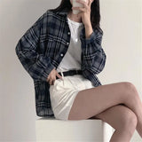 Shirt Oversize female Tops Women Long sleeve Linen Cotton Girls Blouse Autumn Plus Size Women Blouses Plaid femme