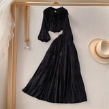 Style Pink Three-Dimensional Flower Collar Lantern Sleeve Shirt Lady Autumn High-Rise Dress