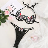 Hot Lingerie Sexy Women's Collared With Hanging Neck Bow Lingerie
