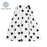 Dot 50s Vintage Woman Tunic Skirts High Waist Fluffy Midi 2022 Summer New Stylish Audrey Hepburn Style Ladiy Plus