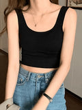 Padded Stretch Crop Tank Top-Outfit