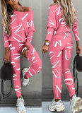 Letter Print Casual Shirt and Pants 2pc