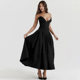 2025 New Sexy Long Dress With Chest Dress V Pointed Fish Bone Gird Waist A Swing Dress