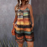 Women's Clothing Large Print Casual Sleeveless Loose Broad Leg Trousers Plus-Size Women's