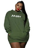 Plus Size Casual Letter Print With Pocket Hoodies