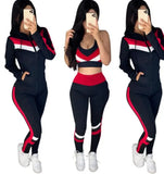 crop top & high waisted pants & hooded jacket casual female set 3 piece clothing set sleeve style collar