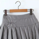 Women Fashion New College Style Solid High Waist Mini Skirt Sweet Side zipper Pleated Short Skirts Chic Preppy