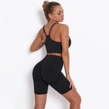 Shorts Bra Sports Set Sexy 2PCS Vital Seamless Sport Suit Gym Clothes Fitness Crop Top Shirt High Waist Shorts