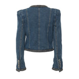 New Personality Knitted Delicate Personality Cushioned Shoulder Suit Denim Jacket Short Coat Female