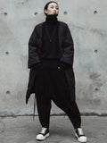 2023 New Spring Autumn V-collar Solid Color Black Big Size Cotton-padded Bandage Coat Women Jacket Fashion Tide