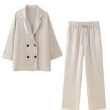 Women's INS Burst Wrinkles Blazer Blazer Casual Trousers