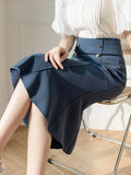 Double Breasted Harajuku Skirt Womens Solid Color Skinny Mermaid Skirts Office Ladies 2021 Plus Size OL Faldas