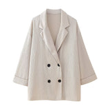Women's Spring And Summer New Loose Wrinkle Effect Double Buckle Blazer Casual Trousers