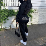 Two Piece Set Diamond Rhinestones Letter Tracksuit For Women Jogging Casual Suits 2021 Spring Autumn Joggers Sets