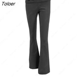 Women Spring Outfits Casual Zipper Sweater Hoodie Set High Waist Flare Pants Suits Pink Knitted Womens Y2k Two Piece
